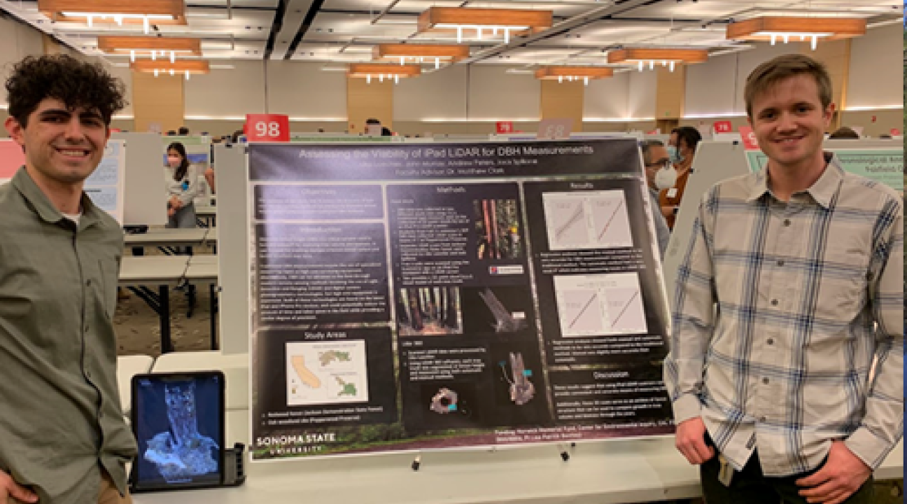 Students standing in front of a presentation board