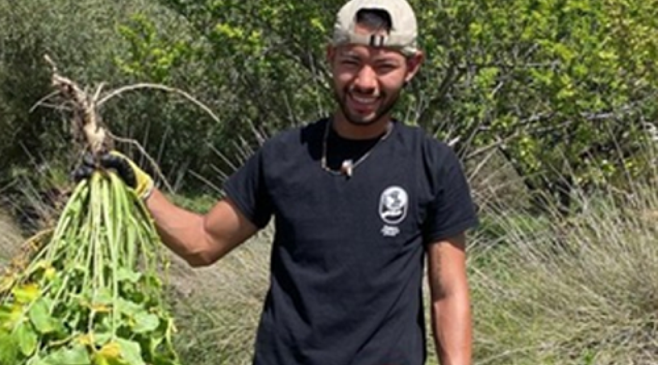 Portrait of student in garden