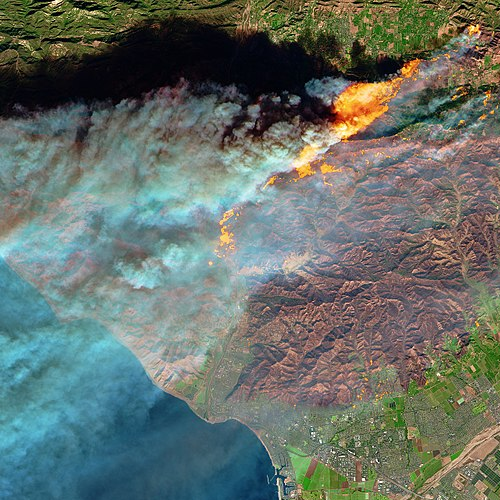 Satellite view of wildfire